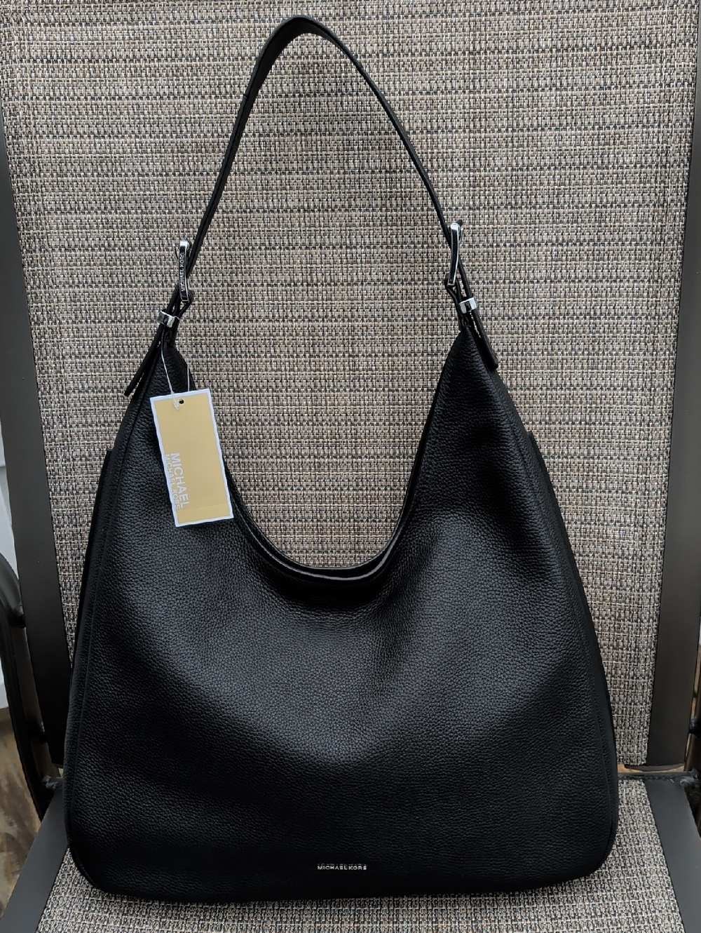 MICHAEL Michael Kors Nolita Large Black Pebbled Leather Hobo Shoulder Bag NWT